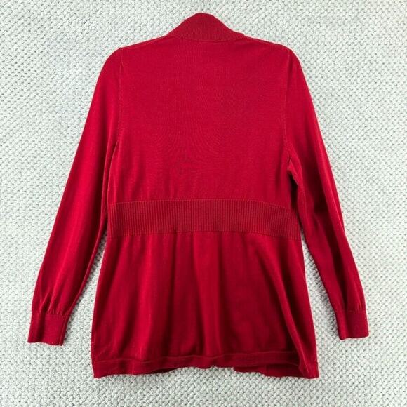 Talbots Sweater Womens L Red Knit Merino Wool Open Front Cardigan Long Sleeves - Picture 5 of 12